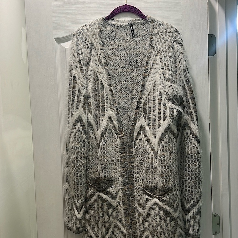 NWT NORTH RIVER WOMENS CARDIGAN Eyelash Space-Dyed Long Cardigan size small